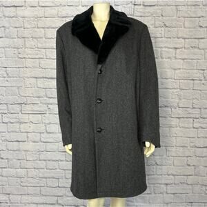 Vintage Whales of New England herringbone & faux fur coat size large